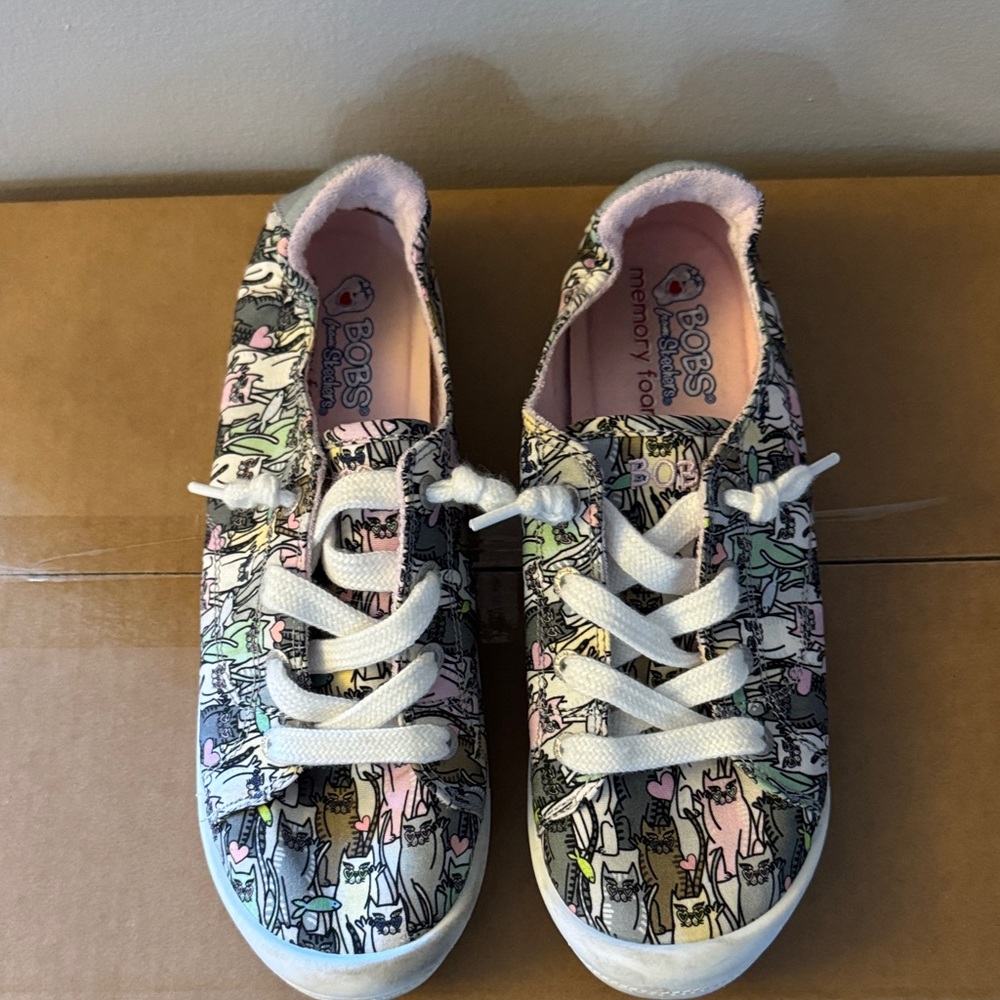 BOBS from Skechers Multicolor Cat Print Sneakers